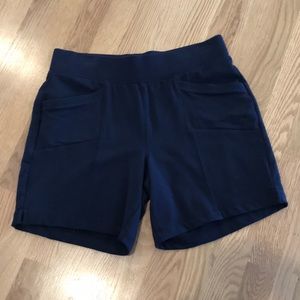 T by Talbots navy knit shorts. 7” inseam.